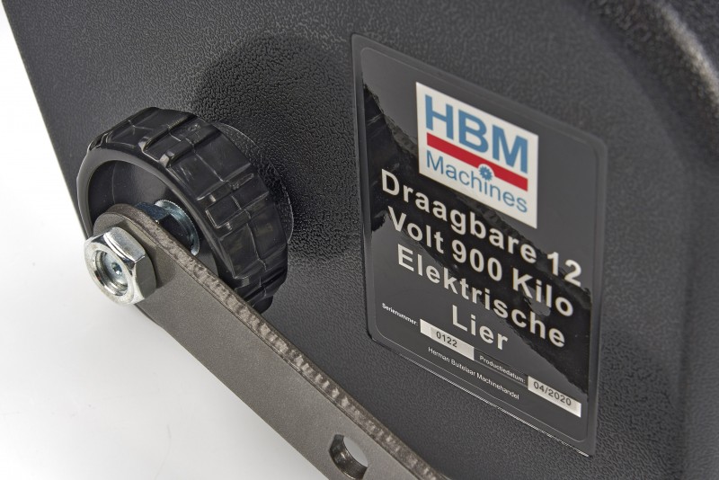 HBM draagbare elektrische lier 12V 900 kg IP55 staalkabel 9 m
