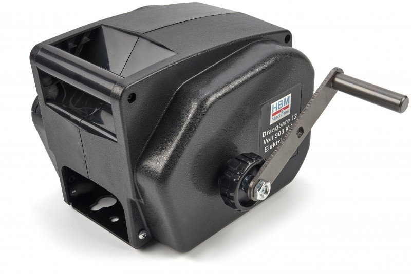 HBM draagbare elektrische lier 12V 900 kg IP55 staalkabel 9 m
