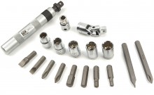 AOK 18-delige professionele slagschroevendraaierset met bits en doppen, 3/8 inch, S2 staal