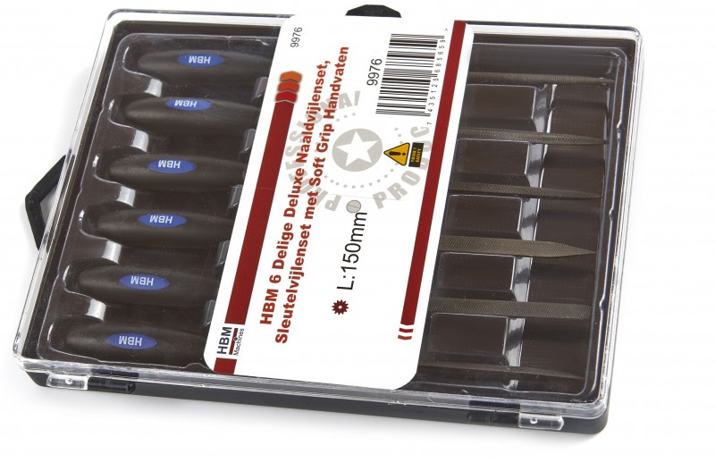 HBM 6-delt deluxe nålefilssæt med soft grip håndtag HBM 6-delt deluxe nålefilssæt med soft grip håndtag