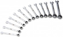 HBM 13-delige ringsleutel-, steeksleutel- en ratelsleutelset INCH in carbon foam inlay voor gereedschapswagen