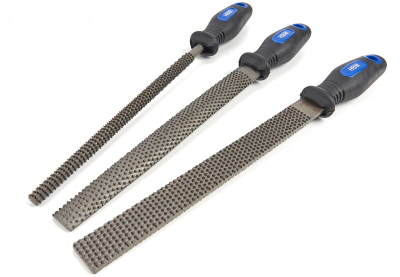 HBM 3-delige Deluxe Houtraspenset / Houtvijlenset met Soft Grip Handvatten voor Hout