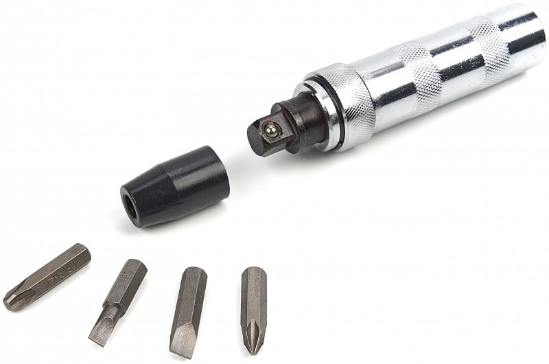 HBM 5-delt slagskruetrækker sæt med metal opbevaringsboks, kærv og Philips, 1/2 inch stål.