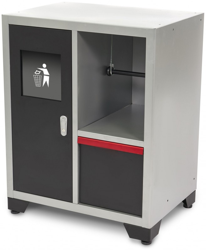 HBM Deluxe afvalbak en papierhouder voor werkplaatsinrichting, 71 x 51 x 90 cm, zwart