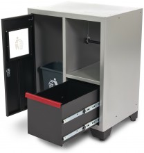 HBM Deluxe afvalbak en papierhouder voor werkplaatsinrichting, 71 x 51 x 90 cm, zwart