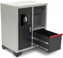 HBM Deluxe afvalbak en papierhouder voor werkplaatsinrichting, 71 x 51 x 90 cm, zwart