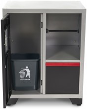 HBM Deluxe afvalbak en papierhouder voor werkplaatsinrichting, 71 x 51 x 90 cm, zwart