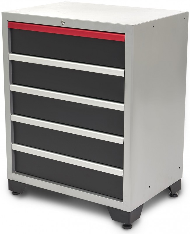 HBM 5-skuffers Deluxe Professionelt Værktøjsskab Sort 71x51x90 cm, 350 kg bæreevne, pulverlakeret.