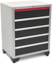 HBM 5-skuffers Deluxe Professionelt Værktøjsskab Sort 71x51x90 cm, 350 kg bæreevne, pulverlakeret.