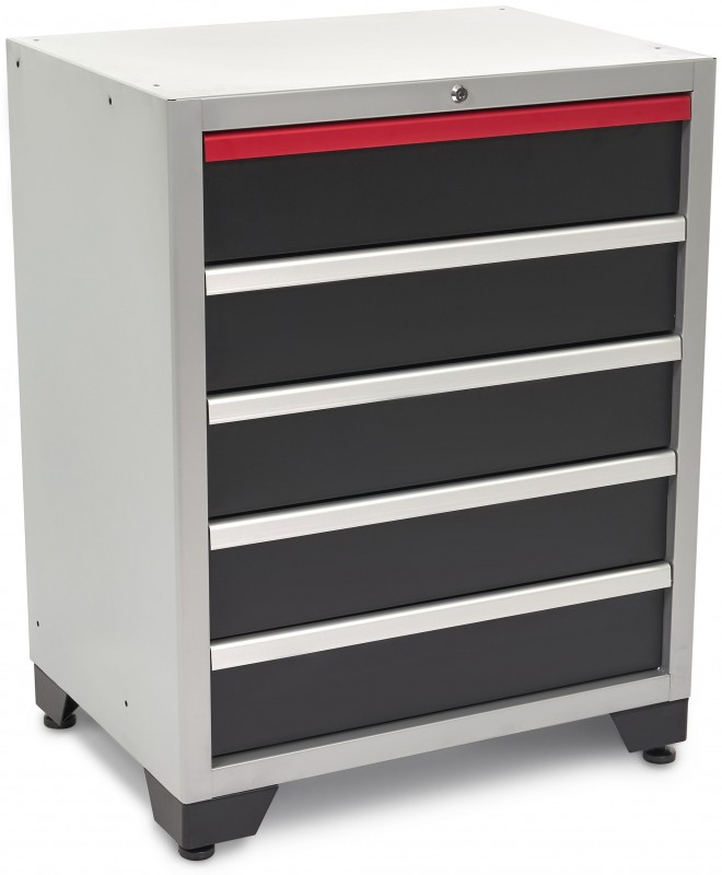 HBM 5-skuffers Deluxe Professionelt Værktøjsskab Sort 71x51x90 cm, 350 kg bæreevne, pulverlakeret.
