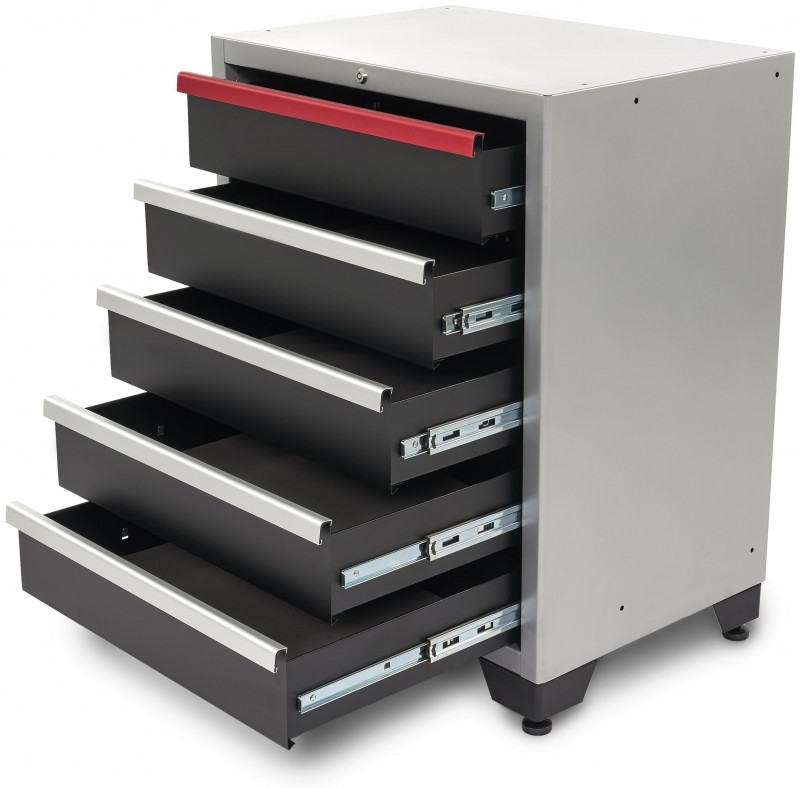 HBM 5-skuffers Deluxe Professionelt Værktøjsskab Sort 71x51x90 cm, 350 kg bæreevne, pulverlakeret.