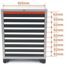 HBM 9 Laden Deluxe Professionele Gereedschapskast Zwart 71x51x90 cm Werkplaatsinrichting