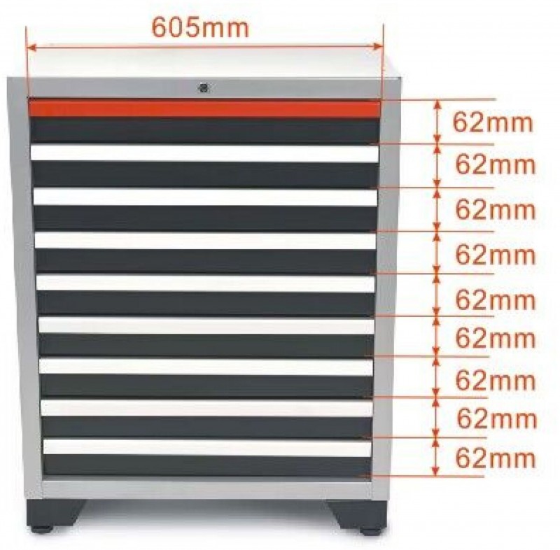 HBM 9 Laden Deluxe Professionele Gereedschapskast Zwart 71x51x90 cm Werkplaatsinrichting