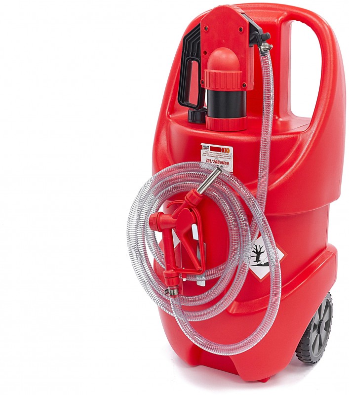 HBM Professionele 75 Liter Mobiele Opslagtank met Manuele Pomp voor Benzine, Diesel en Olie