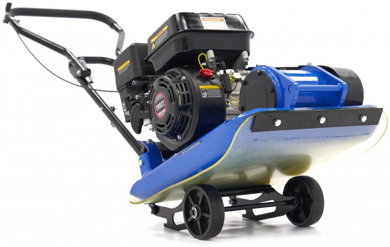 HBM vibrationsplade 6,5 hk 196 cc 13000N inklusive hjulsæt og belægningsbeskyttelsesplade 78 kg