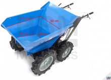 HBM 250 kg mini dumper met kiepbak 6,5 pk - 196 cc, 4x4, 4 versnellingen vooruit, 1 achteruit
