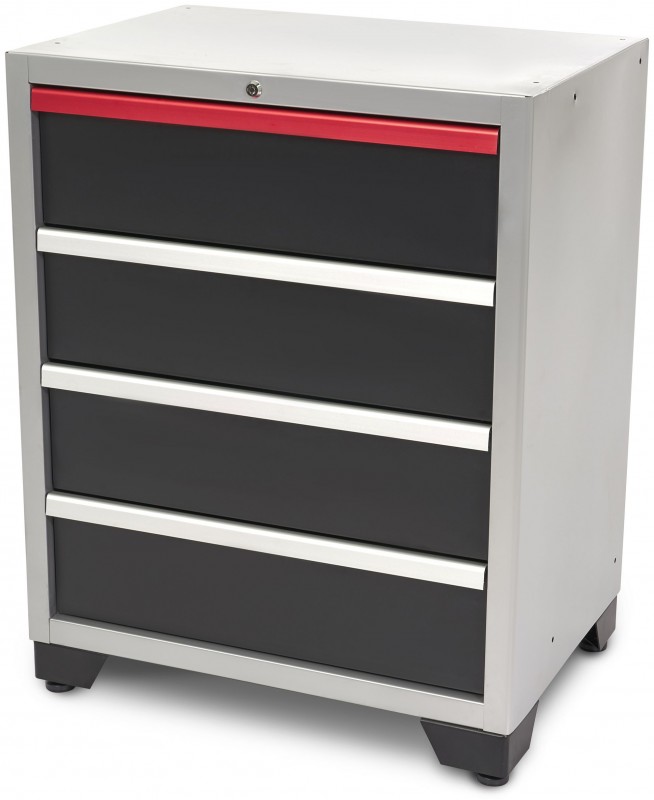 HBM 4-Laden Deluxe Professionele Gereedschapskast Werkplaatskast Zwart 51x71x90 cm, 350 kg draagvermogen