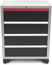 HBM 4-Laden Deluxe Professionele Gereedschapskast Werkplaatskast Zwart 51x71x90 cm, 350 kg draagvermogen