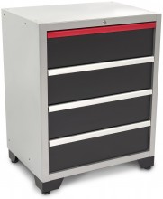 HBM 4-Laden Deluxe Professionele Gereedschapskast Werkplaatskast Zwart 51x71x90 cm, 350 kg draagvermogen