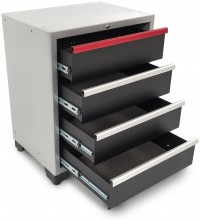 HBM 4-Laden Deluxe Professionele Gereedschapskast Werkplaatskast Zwart 51x71x90 cm, 350 kg draagvermogen