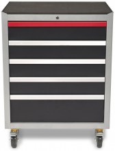 HBM Deluxe Professionele Gereedschapswagen 5 Laden, zwart, 350 kg, 51 cm breed, 87,5 cm lang, 67,5 cm hoog