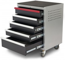 HBM Deluxe Professionele Gereedschapswagen 5 Laden, zwart, 350 kg, 51 cm breed, 87,5 cm lang, 67,5 cm hoog