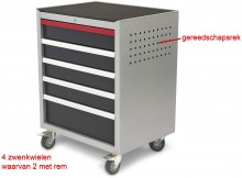 HBM Deluxe Professionele Gereedschapswagen 5 Laden, zwart, 350 kg, 51 cm breed, 87,5 cm lang, 67,5 cm hoog