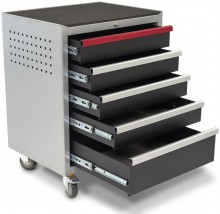 HBM Deluxe Professionele Gereedschapswagen 5 Laden, zwart, 350 kg, 51 cm breed, 87,5 cm lang, 67,5 cm hoog