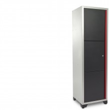 HBM Deluxe enkele professionele gereedschapskast zwart 57 x 60,5 x 204 cm, 25 kg per plank, gepoedercoat