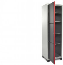 HBM Deluxe enkele professionele gereedschapskast zwart 57 x 60,5 x 204 cm, 25 kg per plank, gepoedercoat