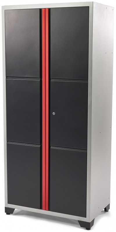 HBM Deluxe dubbele professionele gereedschapskast zwart 91,5 x 57 x 205 cm, 4 planken, gepoedercoat

