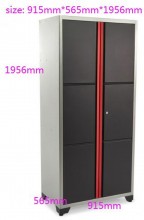 HBM Deluxe dubbele professionele gereedschapskast zwart 91,5 x 57 x 205 cm, 4 planken, gepoedercoat
