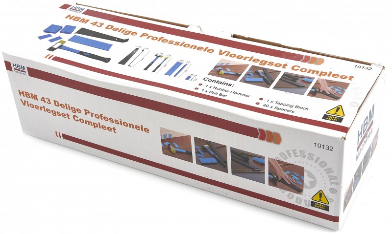 HBM 43-delt professionelle gulvlægningssæt komplet 88 x 35 x 6 mm.