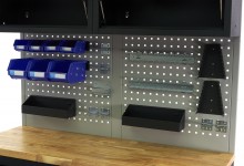 HBM verrijdbare werkbank 136 cm met 7 laden, deur, kastenwand, achterwand en accessoires, grijs