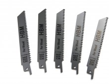 HBM 5-delige 150 mm 6 TPI reciprozaagbladenset voor hout
