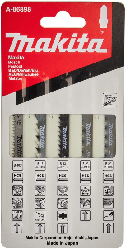 Makita 5-delige decoupeerzaagbladen set voor hout, metaal en kunststof Makita 5-delige decoupeerzaagbladen set voor hout, metaal en kunststof