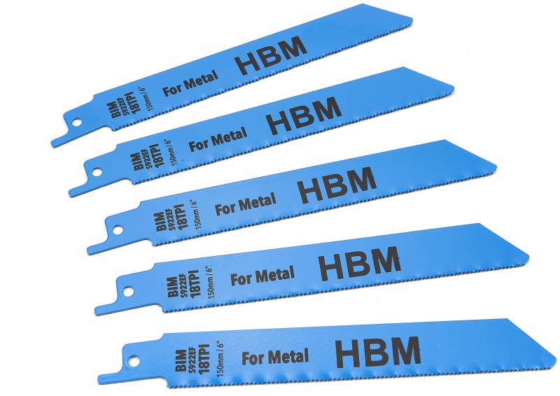 HBM 5-delt 150 mm 18 TPI bajonetsavklingesæt til metal HBM 5-delt 150 mm 18 TPI bajonetsavklingesæt til metal