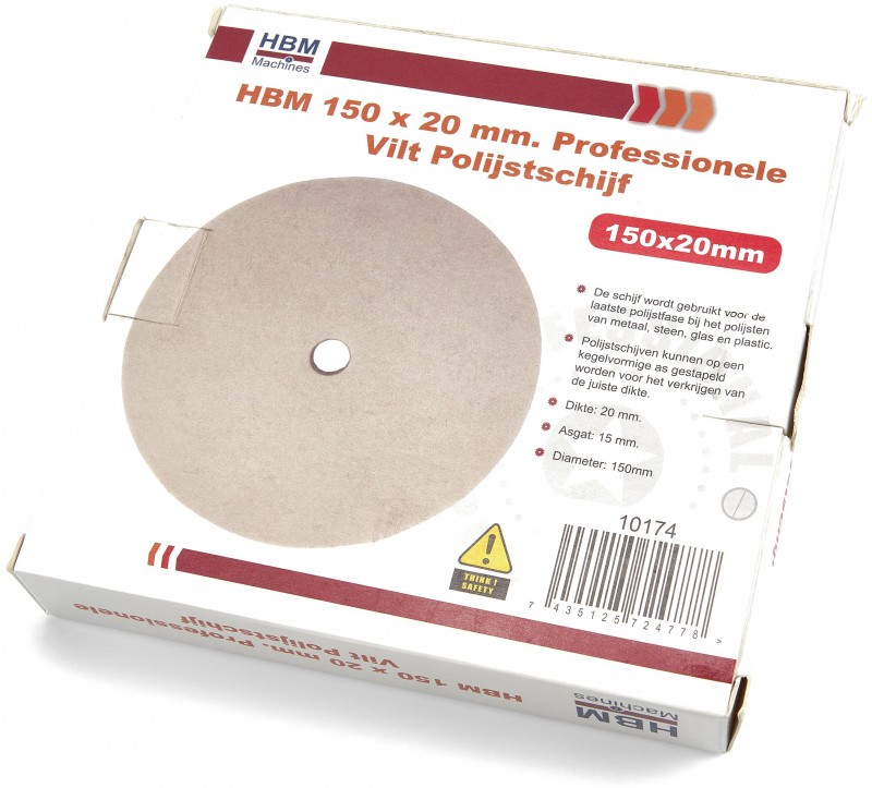 HBM Professionel Filtpolerskive 150 x 20 mm til Metal HBM Professionel Filtpolerskive 150 x 20 mm til Metal