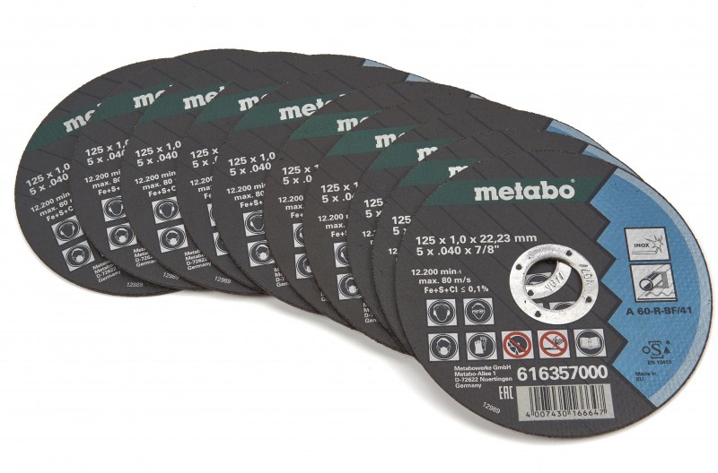 Metabo Doorslijpschijf RVS 10 Stuks 125 x 1 mm in Opbergblik