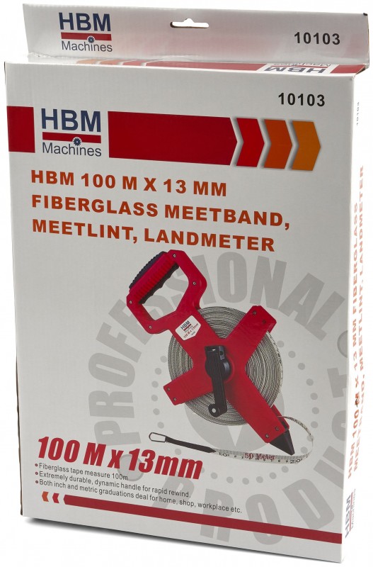 HBM Fiberglass Meetband 100 m x 13 mm - Meetlint Landmeter - cm, inch, mm HBM Fiberglass Meetband 100 m x 13 mm - Meetlint Landmeter - cm, inch, mm