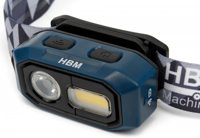 HBM oplaadbare hoofdlamp met bewegingssensor 480 lumen, dimbaar, 3 functies, 60° kantelbaar, lithium accu
