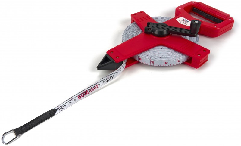 HBM Fiberglass Meetband 50 m x 13 mm - Meetlint Landmeter Centimeter Inch Millimeter