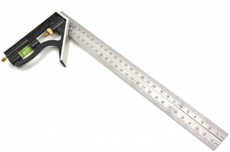 HBM Verstelbare Combinatie Winkelhaak 300 mm met Libel, Millimeter
