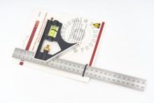 HBM Verstelbare Combinatie Winkelhaak 300 mm met Libel, Millimeter
