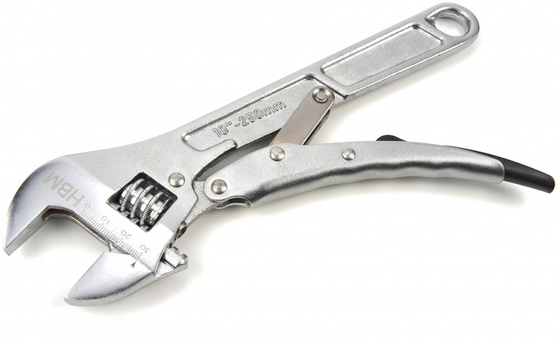 HBM Professionele Verstelbare Moersleutel 250 mm met Griptang Functie, Chromevanadium