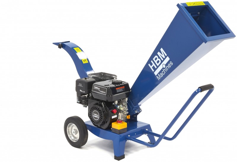 HBM benzine hakselaar houtversnipperaar 4-takt 6,5 PK 196 cc 30 mm 2000 kg/h trekstart
