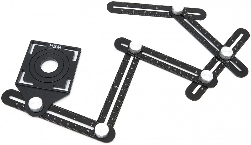 HBM 6-voudige multifunctionele hoekmeter, universele hoekmeter voor gaten, cm, inch, mm