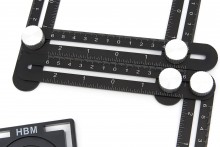 HBM 6-voudige multifunctionele hoekmeter, universele hoekmeter voor gaten, cm, inch, mm