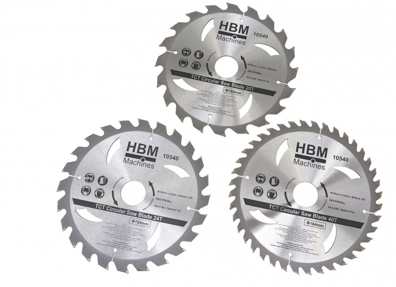 HBM 3-delt 184 mm Profi cirkelsavklingesæt med reduktionsringe til træ og kunststof HBM 3-delt 184 mm Profi cirkelsavklingesæt med reduktionsringe til træ og kunststof