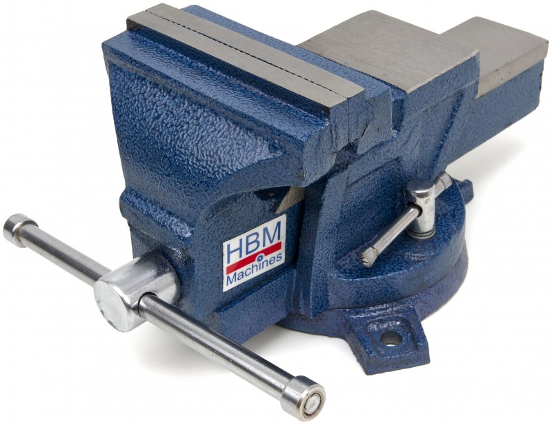 HBM Profi Bankschroef 125 mm met Draaibaar Onderstel, Maximale Opening 110 mm, Hoogte 145 mm